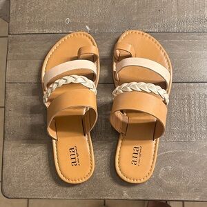 a.n.a Tan and Cream Braided Sandals